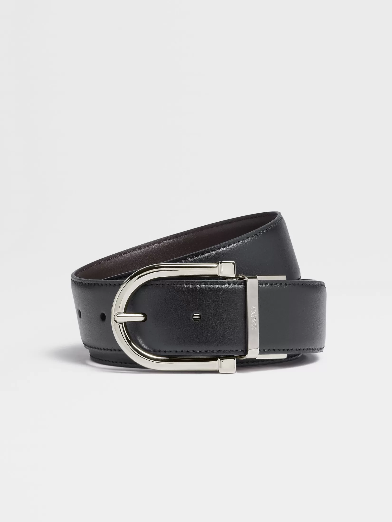 Best Sale Cintura Reversibile in Pelle Nera e Marrone Scuro Cinture