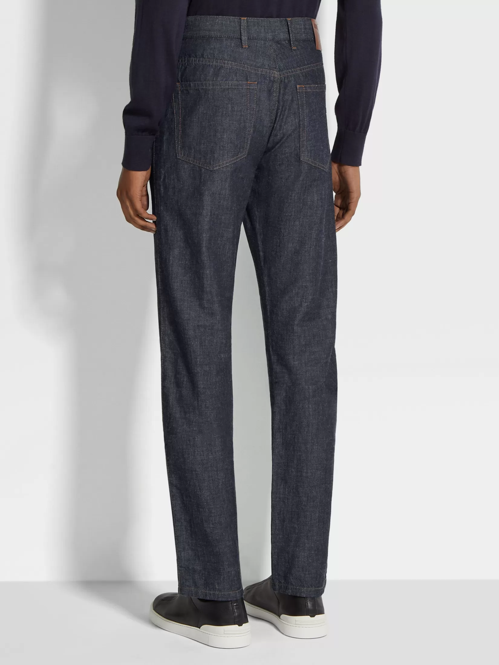 Hot Jeans Roccia in Cotone e Lino Rinse Wash Blu Scuro Jeans