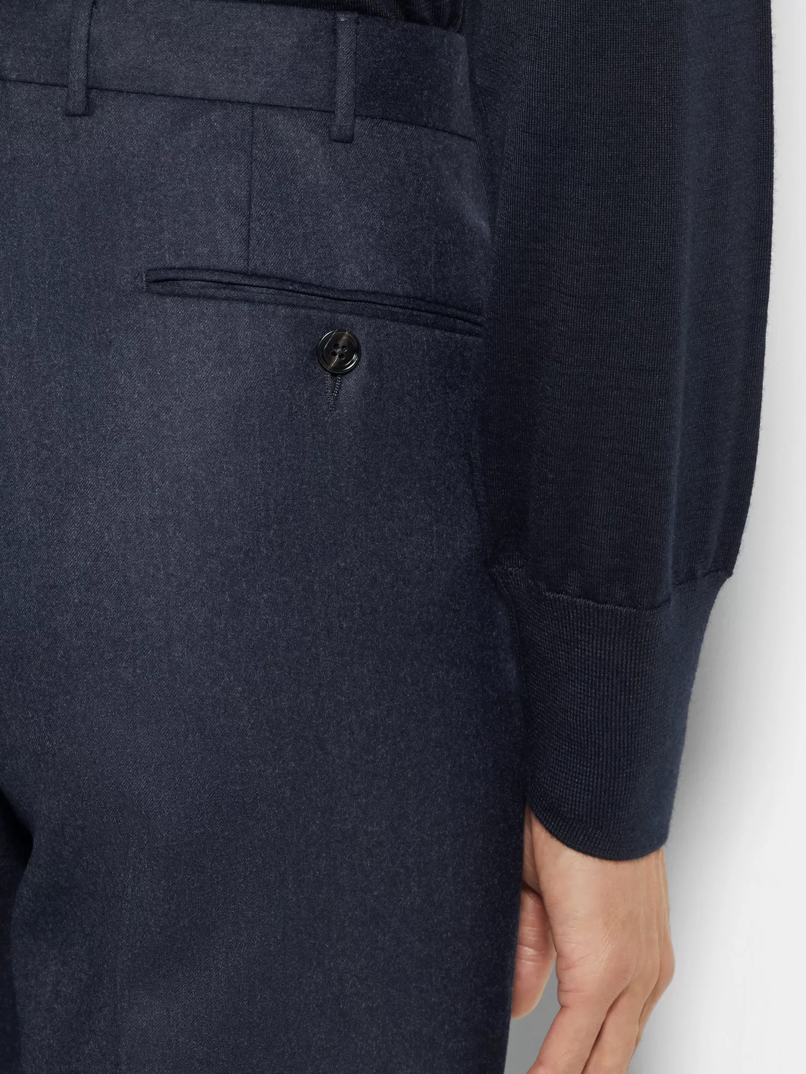 Hot Pantaloni in Lana Blu Scuro Pantaloni