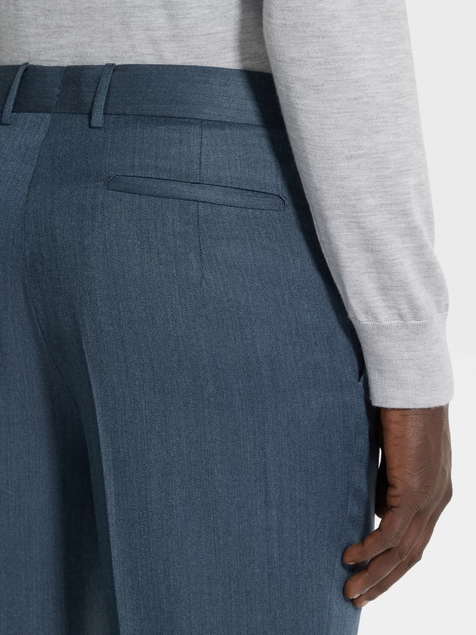 New Pantaloni in Lana Trofeo™ Blu Teal Chiaro Pantaloni